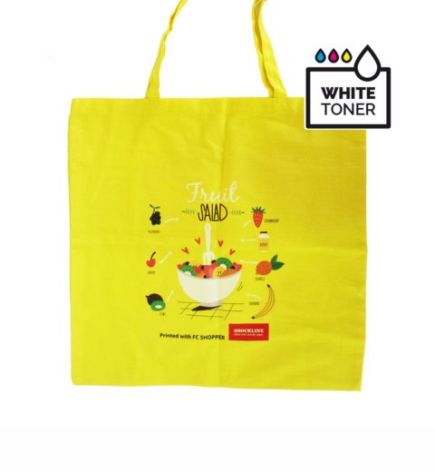 Yellow shopper bag personalized with FC SHOPPER
