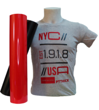 T-shirt grigia personalizzata con flex PTTHICK spessore 650 my
