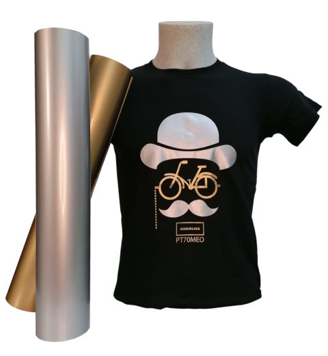 T-shirt Colorata personalizzata con Flex 70 oro, argento e perla metallizzati opachi (PT70MEO)