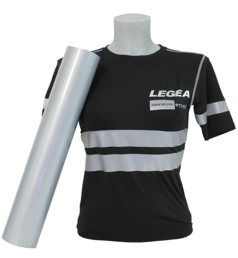 T-shirt nera personalizzata con Flex Rifrangente colore Argento (PT70RIF)