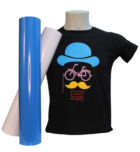 T-shirt nera personalizzata con Flex PT70 standard e colori speciali(PT70STD-SPC)