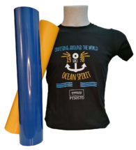 T-shirt nera personalizzata con Flex 50 standard e colori speciali(PT50)